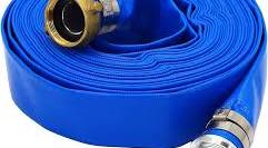 Photo 1 of 2" ID × 50 ft Pool Backwash Hose, Heavy Duty Reinforced Blue PVC Lay Flat Water Discharge Pump Hoses For Swimming Drain Pools and Clean Filters, With Aluminum Pin Lug Fittings