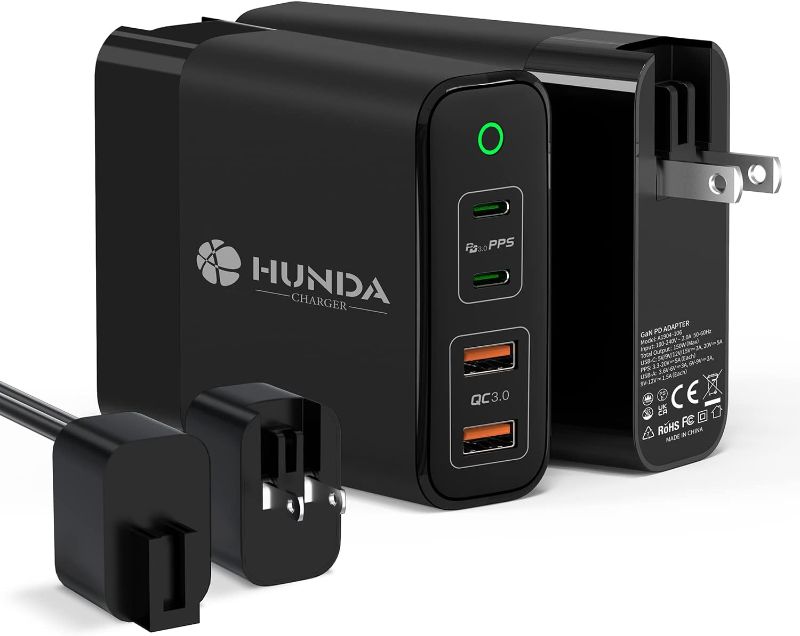 Photo 1 of 150W USB C Charger, HUNDA 100W GaN PD Fast Charger 4 Ports Charging Station Desktop Adapter Support 100W PD3.0/PPS 45W/QC5 Compatible with MacBook Pro/Air,HP,Dell XPS,iPad,iPhone,Samsung