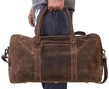 Photo 1 of KOMAL VINTAGE BROWN LEATHER TRAVEL BAG MENS 