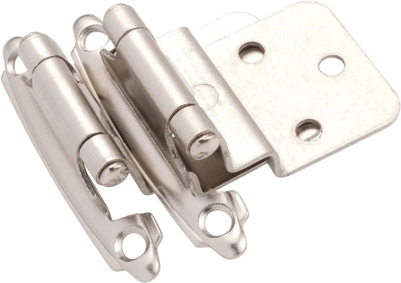 Photo 1 of DecoBasics 3/8" Inset Cabinet Hinges Brushed Nickel (5 Pair -10 Pcs) Offset Self Closing Cabinet Hinges for Kitchen Cabinets Satin Nickel w/Silicon Bumpers & Upgraded Screws
