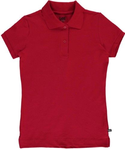 Photo 1 of Lee Uniforms Standard Fit S/S Pique Polo  - Red S (Big Girls)
