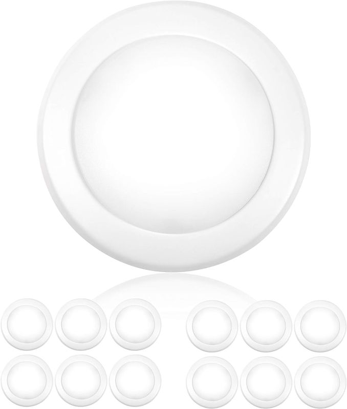 Photo 1 of  (12 Pack) 5/6 Inch Dimmable LED Disk Light Surface Flush Mount 15W, UL Listed, Recessed Retrofit Ceiling Lights, Energy Star