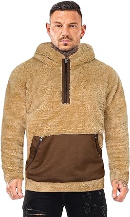 Photo 1 of GINGTTO Mens Fluffy Sweatshirt Sherpa Plush Zipper Hoodie for Men Cozy Warm M