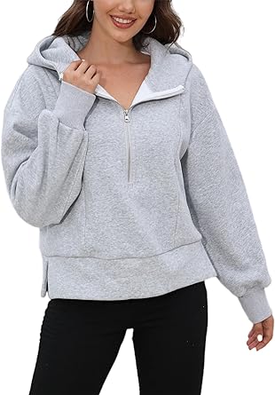 Photo 1 of Abardsion Womens Half Zip Up Hoodies Sweatshirts Long Sleeve Fleece Lined Warm Fall Winter Sports Hooded Pullovers