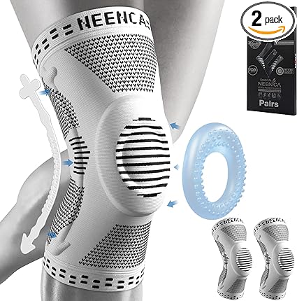 Photo 1 of 2 Pack Knee Braces for Knee Pain,Knee Compression Sleeve Support with Side Stabilizers&Patella Gel Pads.Medical Grade Knee Brace for Arthritis, Meniscus Tear,Pain Relief,Injury Recovery