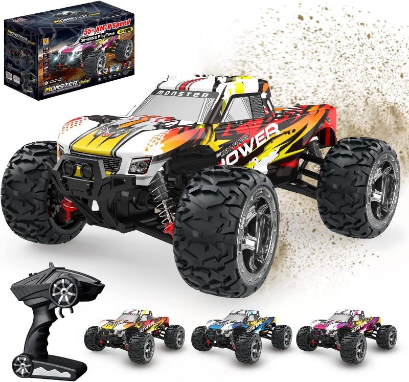 Photo 1 of Fast RC Cars for Adults, 55+ KM/H High Speed Remote Control Truck, 4WD Off Road RC Monster Trucks with Extra Shell 2 Battery, Christmas Car Gift for Kids