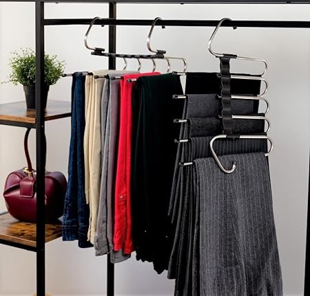 Photo 1 of [Upgrade] Pant Organizer for Closet (2 PK) Multi-Functional Pants Rack with Stopper Horizontal/Versatile Collapsible Pants Hangers for Closet Pants Hangers Space Saving
