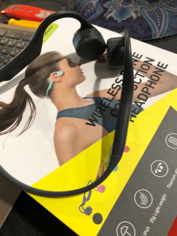 Photo 2 of *LEFT SIDE DOES NOT WORK**
Bone Conduction Headphones Bluetooth V5.0 F1 Sports Open Ear Wireless Headset 