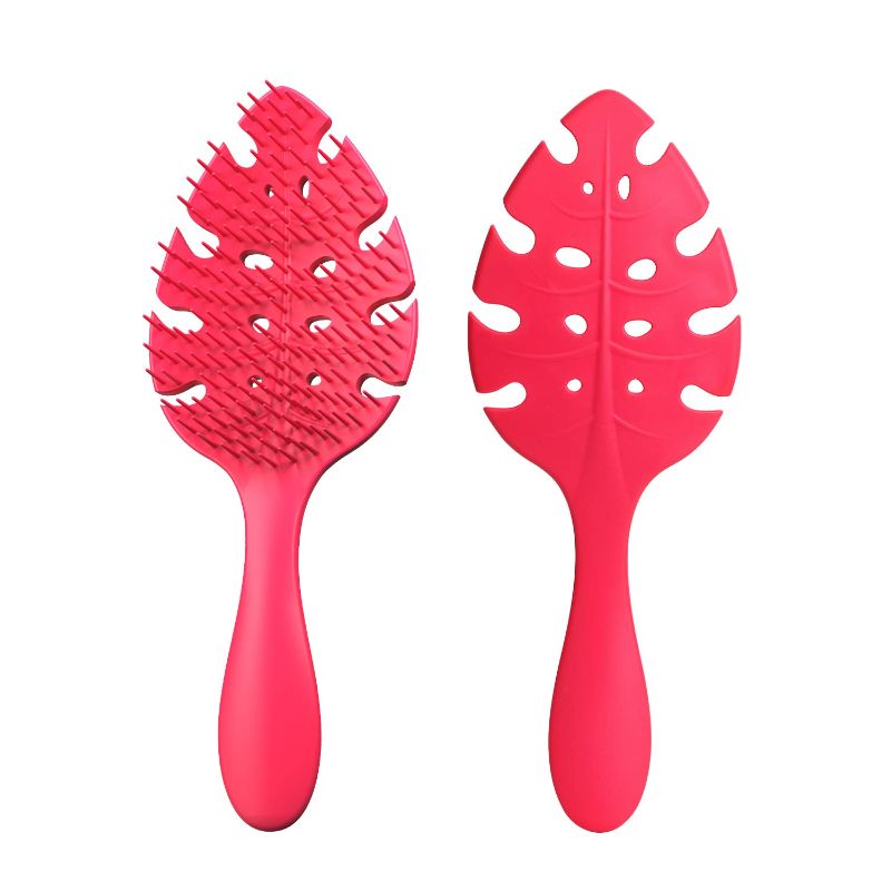 Photo 1 of  Hair Brush for Women Toddlers Styling Wet Curly Hair Straightener Detangling Vented Brushes Mood-Boosting Leaf Form Hairbrush with Strawberry Scented Red Large Large A strawberry princess