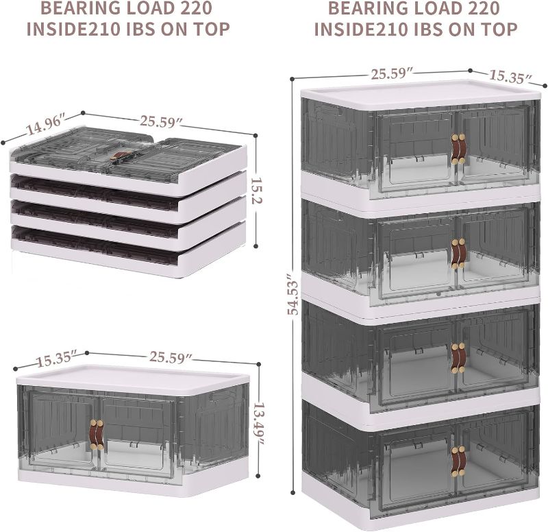 Photo 3 of (READ FULL POST) Storage Bins with Lids,21 Gal Stackable Storage Bins,4 Packs Collapsible Storage Bins with Wheels,Closet Organizers and Storage for Home and Office