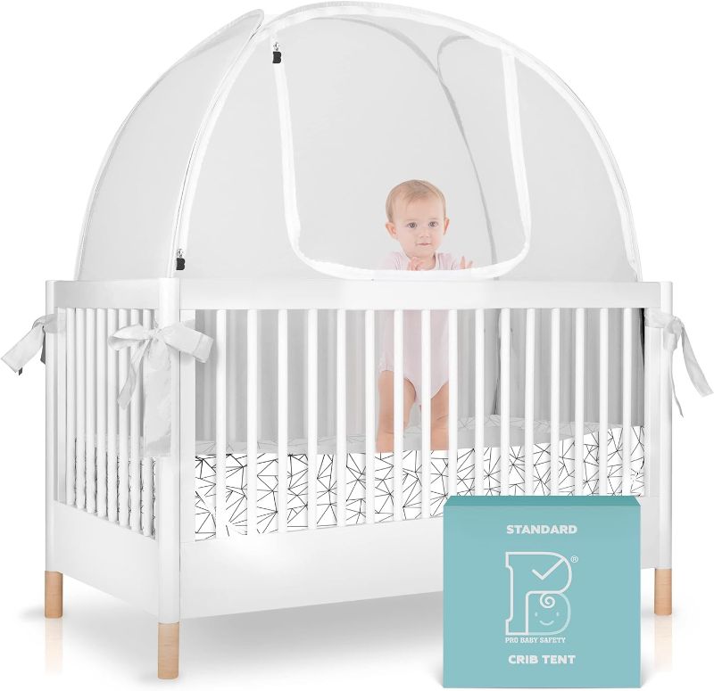 Photo 1 of (Reference photo)Pro Baby Safety Pop Up Crib Tent, Fine Mesh Crib Netting Cover to Keep Baby from Climbing Out, Falls and Mosquito Bites, Safety Net, Canopy Netting Cover 