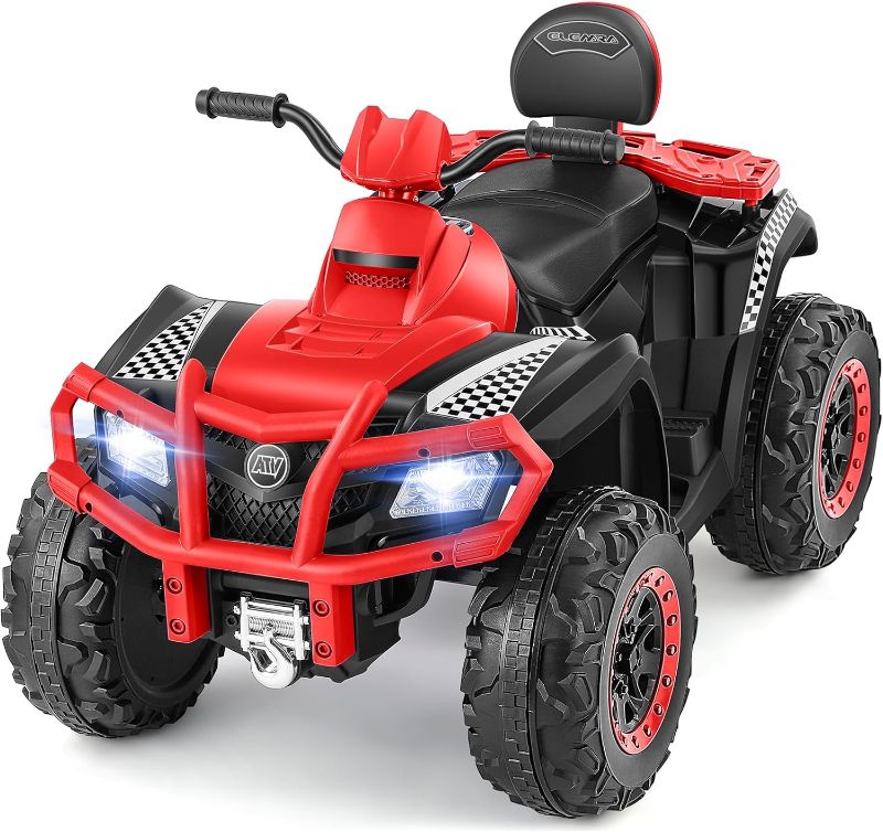 Photo 1 of ***USED - MAJOR DAMAGE - MISSING PARTS***
ELEMARA 2 Seater Kids ATV, 4 Wheeler Quad Electric Vehicle with 10AH Battery, 4mph, 2 Charging Ports, Bluetooth, LED Headlights, Music, Radio, 12V Battery Powered Kids Ride on Car for Age 3-8, Red