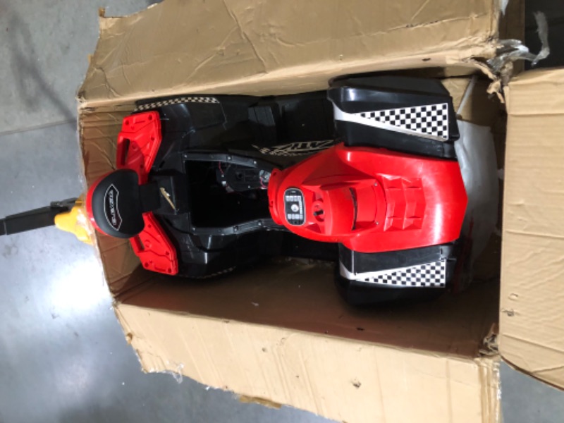 Photo 5 of ***USED - MAJOR DAMAGE - MISSING PARTS***
ELEMARA 2 Seater Kids ATV, 4 Wheeler Quad Electric Vehicle with 10AH Battery, 4mph, 2 Charging Ports, Bluetooth, LED Headlights, Music, Radio, 12V Battery Powered Kids Ride on Car for Age 3-8, Red