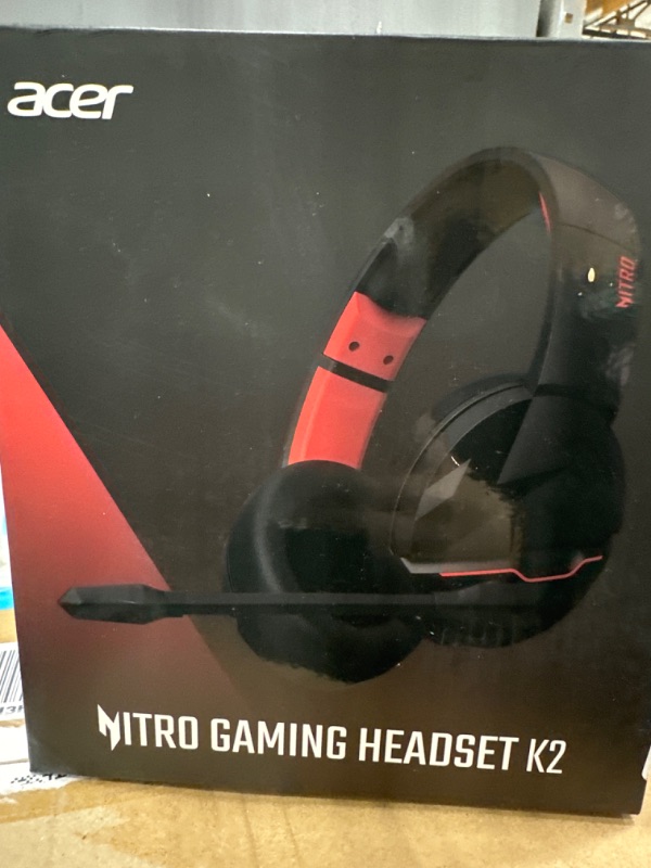 Photo 1 of Acer Nitro Gaming Headset with Flexible Omnidirectional Mic, Adjustable Headband, Black