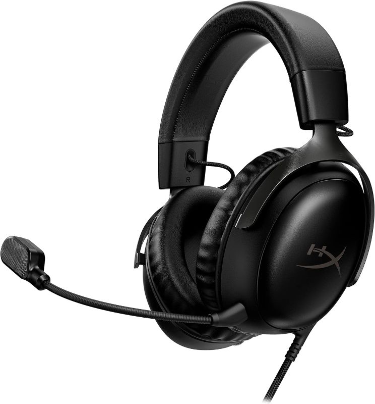 Photo 1 of HyperX Cloud III – Wired Gaming Headset, PC, PS5, Xbox Series X|S, Angled 53mm Drivers, DTS, Memory Foam, Durable Frame, Ultra-Clear 10mm Mic, USB-C, USB-A, 3.5mm – Black Black Wired