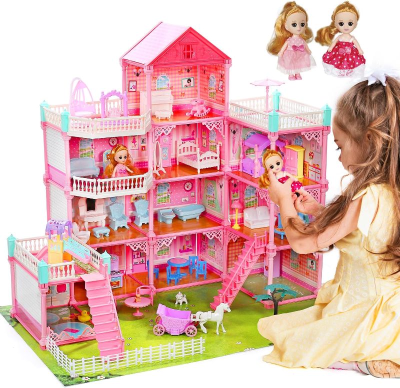 Photo 1 of Huge Doll House Dollhouse with Light, Gift for Girls
