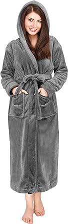 Photo 1 of **missing belt** women hooded fleece bathrobe Large 