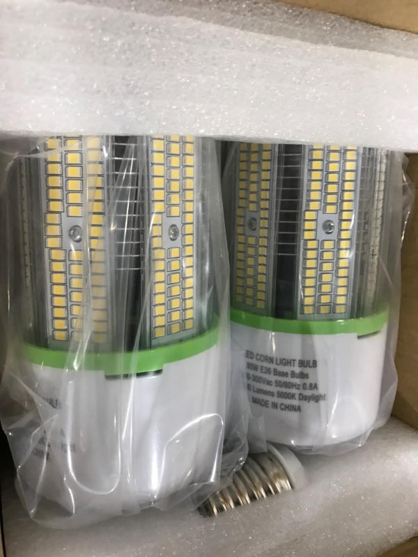 Photo 2 of 2-Pack 80W LED Corn Bulbs,E26/ E39 Base LED Light,5000K Daylight,LED Replacement Metal Halide HID CFL for Commercial Industrial Lighting Warehouse High Bay Light Fixture Garage Workshop 2 PACK 80W 5000k