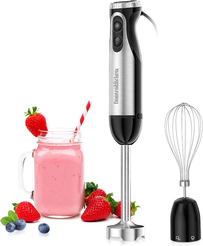 Photo 1 of Bonsenkitchen Immersion Handheld Blender with Whisk, 20-Speed & Turbo Mode Hand Blender Stick 500W, 304 Stainless Steel Hand Blender for Soup, Smoothie, Puree, Baby Food
