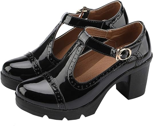 Photo 1 of DADAWEN Women's Classic T-Strap Platform Mid-Heel Square Toe Oxfords Dress Shoes
SIZE 42