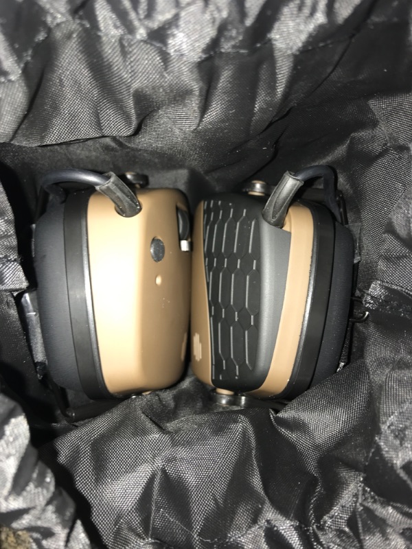View 2 of ZOHAN 035 Bluetooth 5.0 Shooting Ear Protection Earmuff, Active Noise Canceling, Hearing Protection with Sound Amplification Brown