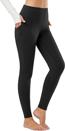 Photo 1 of BALEAF Women's Fleece Lined Pants Water Resistant Winter Thermal Warm Flare Leggings Bell Bottom Yoga Pants with Pockets 31" Inseam Medium Black