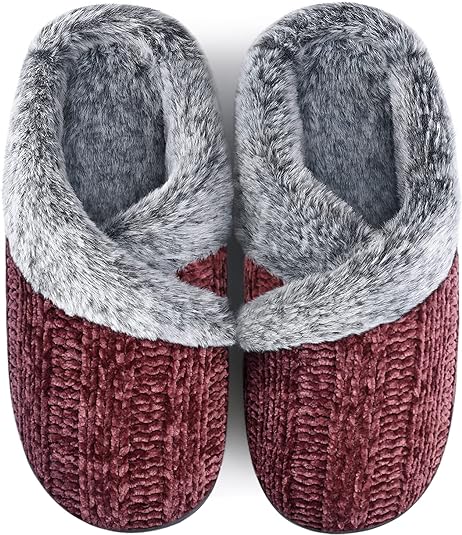 Photo 1 of Homitem Fuzzy Slippers for Women Indoor and Outdoor Fluffy Bedroom House Shoes with Arch Support Memory Foam Winter Warm Ladeis Cute Comfy Cozy 11-12
