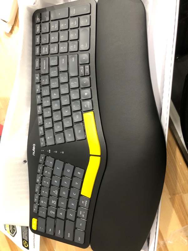 Photo 2 of Nulea Wireless Ergonomic Keyboard, Split Keyboard with Wrist Rest, USB-C Charging, 7-Color Backlight, Natural Typing, Bluetooth and USB Connectivity, Compatible with Windows/Mac