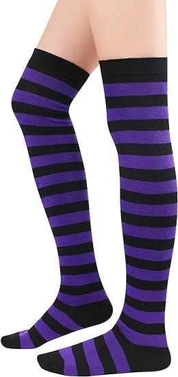 Photo 1 of Century Star Thigh High Socks Athletic Striped Stockings for Women Long Tube Stocking Over Knee Plus Size Sports Socks pack of 20
