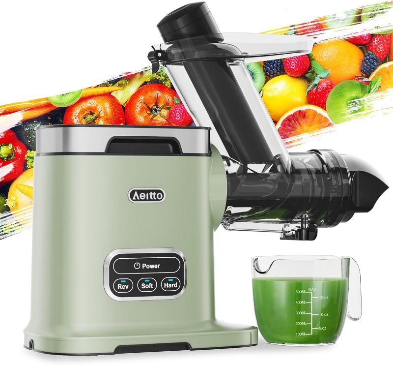 Photo 1 of Aeitto Slow Juicer Machines, 3.6 Inch Wide Chute, Large Capacity, High Juice Yield, 2 Cold Press Juicer Modes, Easy to Clean Masticating Juicer for Vegetable and Fruit (Green)

