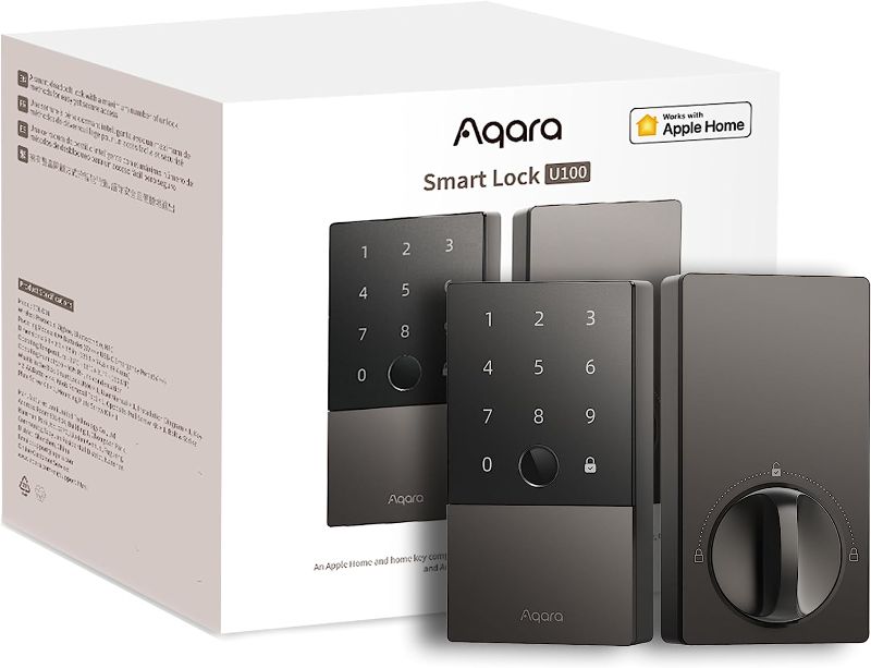 Photo 1 of Aqara Smart Lock U100, Fingerprint Keyless Entry Door Lock with Apple Home Key, Touchscreen Keypad, Bluetooth Electronic Deadbolt, IP65 Weatherproof, Supports Apple HomeKit, Alexa, Google, IFTTT, Gray
