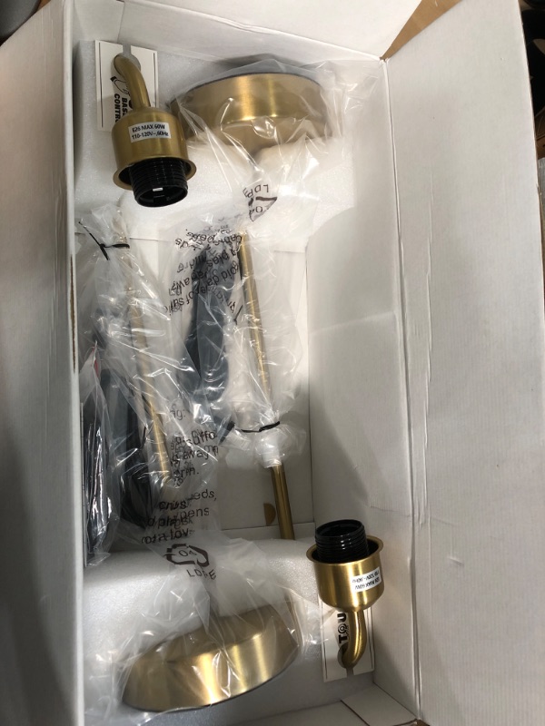 Photo 1 of Industrial Gold Table Lamps Set - 3 Way Dimmable Touch Desk Lamps Set of 2 with USB C+A Ports, Nightstand Lamp with Glass Shade,Bedside Lamps for Night Stands, Bedroom, Living Room, LED Bulb Included A-Clear