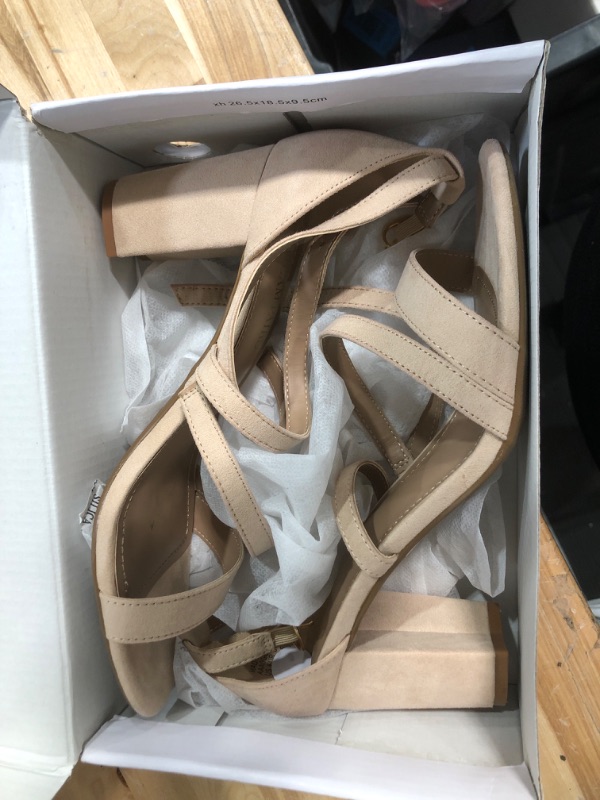 Photo 1 of DREAM PAIRS Women’s Ankle Strap Dress Pump Low Chunky Heel Sandals 8.5 Nude/Suede