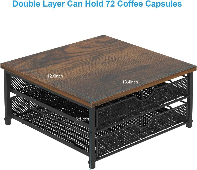 Photo 3 of Coffee Pod Holder For Counter, Coffee Pod Drawer for K Cup Storage Drawer Holder, 72 Capacity Pods Storage Organizer for K Cups Capsule Storage with Sliding Baskets for Coffee Station, Black