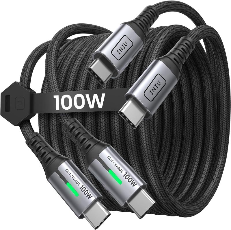 Photo 1 of INIU USB C to USB C Cable, 100W [2-Pack 6.6ft] 
