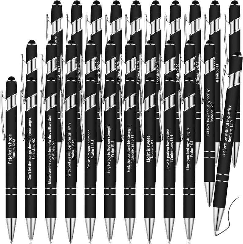 Photo 1 of Geosar 30 Pcs Christian Pen Bible Verse Ballpoint Scripture Quote Pen Inspirational Bible Pens Motivational Scripture Metal Pen for Men Women Teacher School Office Supplies, Black Ink (Black)