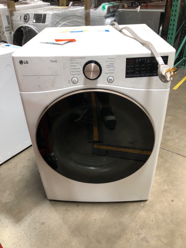 Photo 2 of LG True Steam 7.4-cu ft Stackable Steam Cycle Smart Electric Dryer (White) ENERGY STAR
