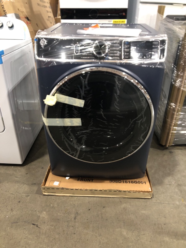 Photo 2 of GE 7.8-cu ft Stackable Steam Cycle Smart Electric Dryer (Sapphire Blue)
