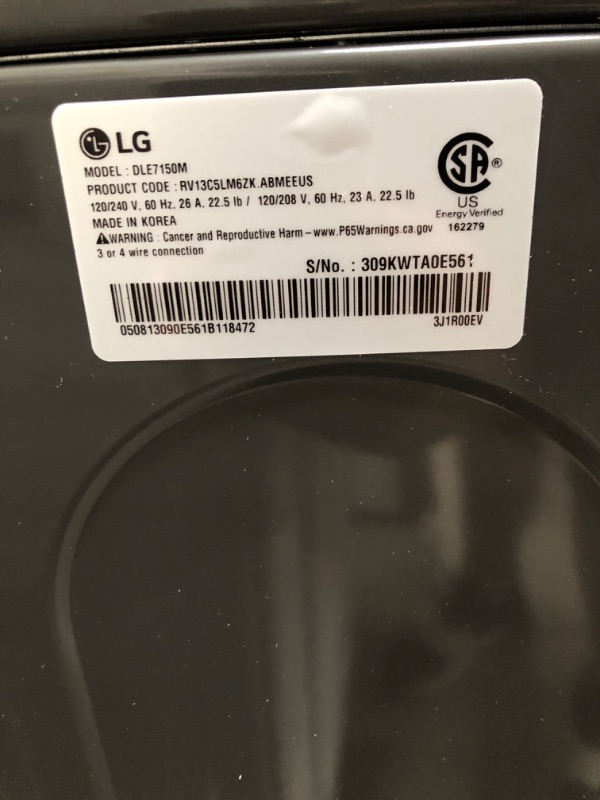 Photo 4 of LG 7.3-cu ft Electric Dryer (Matte Black) ENERGY STAR
