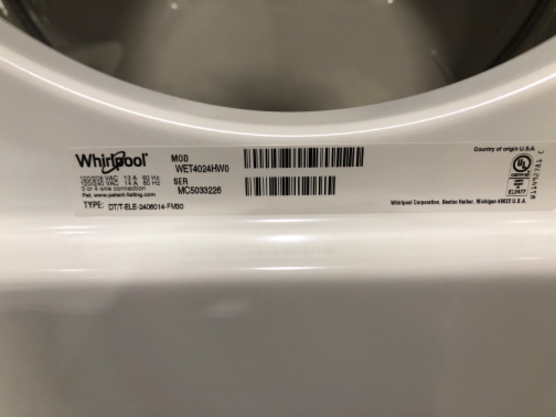 Photo 1 of Whirlpool Electric Stacked Laundry Center with 1.6-cu ft Washer and 3.4-cu ft Dryer
