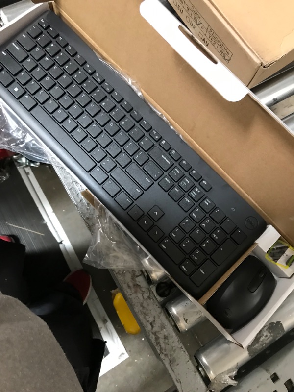 Photo 1 of Dell Wireless Keyboard and Mouse - KM3322W, Wireless - 2.4GHz, Optical LED Sensor, Mechanical Scroll, Anti-Fade Plunger Keys, 6 Multimedia Keys, Tilt Leg - Black