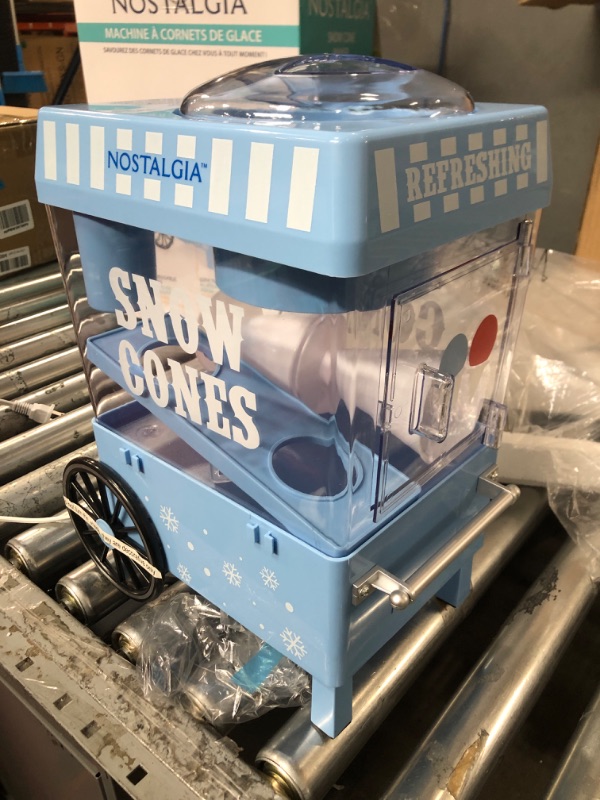 Photo 2 of Nostalgia Snow Cone Shaved Ice Machine - Retro Table-Top Slushie Machine Makes 20 Icy Treats - Includes 2 Reusable Plastic Cups & Ice Scoop - Blue