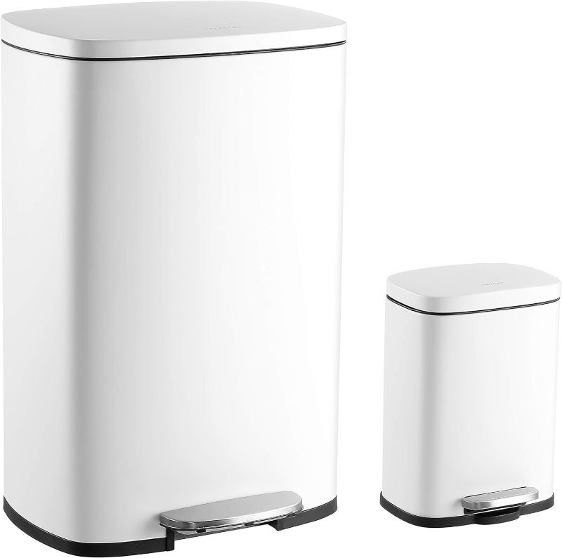 Photo 1 of **See Notes**
happimess HPM1006C Step-Open Steel Pedal and Soft-Close Lid Free Mini Garbage Bin for Home, Office, Kitchen Trash Can, Large:12.98 Gallon Small:1.3 Gallon, White