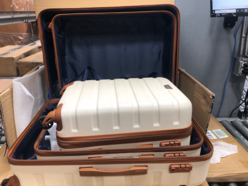 Photo 2 of *See Pictures*
Coolife Luggage 3 Piece Set Suitcase Spinner Hardshell Lightweight TSA Lock 4 Piece Set apricot white