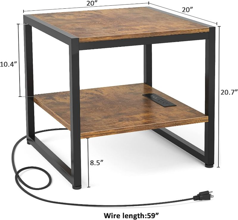 Photo 3 of Fannova Printer Stand, 3 Tier Printer Cart with Storage Shelf, Rolling Printer Table with Wheels for Home Office Organization, Stand for Heat Press Microwave, Industrial Style Rustic Brown