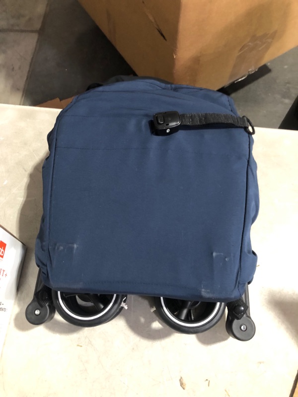 Photo 4 of ***USED - LIKELY MISSING PARTS - UNABLE TO VERIFY FUNCTIONALITY***
gb Pockit+ All-Terrain, Ultra Compact Lightweight Travel Stroller with Canopy and Reclining Seat in Night Blue, 10.6 pounds Night Blue Pockit+ All Terrain