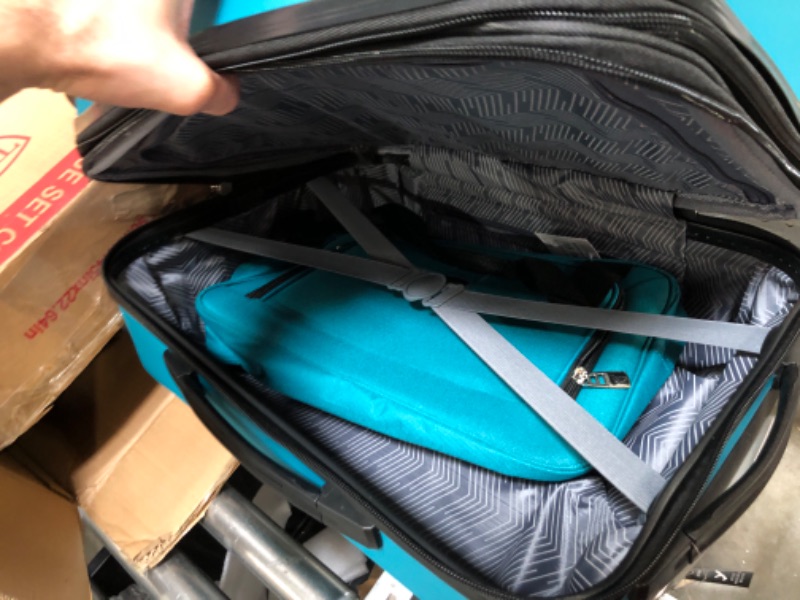 Photo 3 of **MISSING THE SMALLEST BAG**  Travelers Club Chicago Hardside Expandable Spinner Luggage, Teal, 3 Piece Set Teal 3 Piece Set