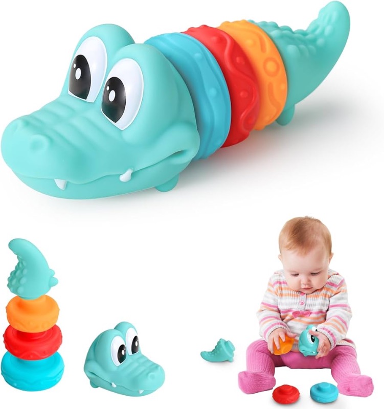 Photo 1 of Crocodile Toy Baby Toys 6-12 Months Stackable Sensory Toys for Baby Bath Toys & Montessori Toys for Infant Baby Toys for 1 Year Old Boys Girls