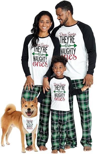 Photo 1 of IFFEI Matching Family Pajamas Sets Christmas PJ's SQUAD Print Grey Top and Plaid Bottom Sleepwear 2 Years