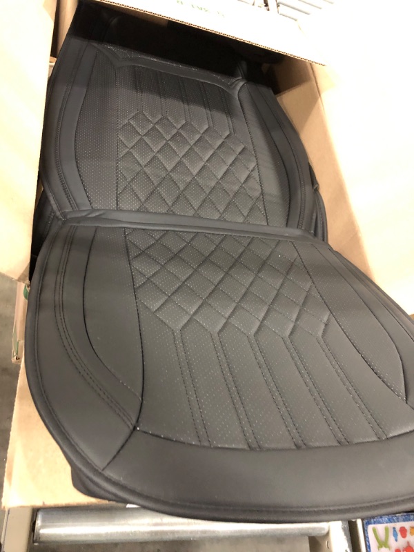 Photo 3 of Aierxuan 2pcs Car Seat Covers Front Set with Waterproof Leather Airbag Compatible Automotive Vehicle Cushion Cover Universal fit for Most Cars Black 2 PCS Front/Black 2PCS front